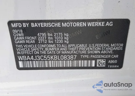 2019 BMW 430I Gran Coupe xDrive из США, поврежденный, VIN WBA4J3C55KBL08387